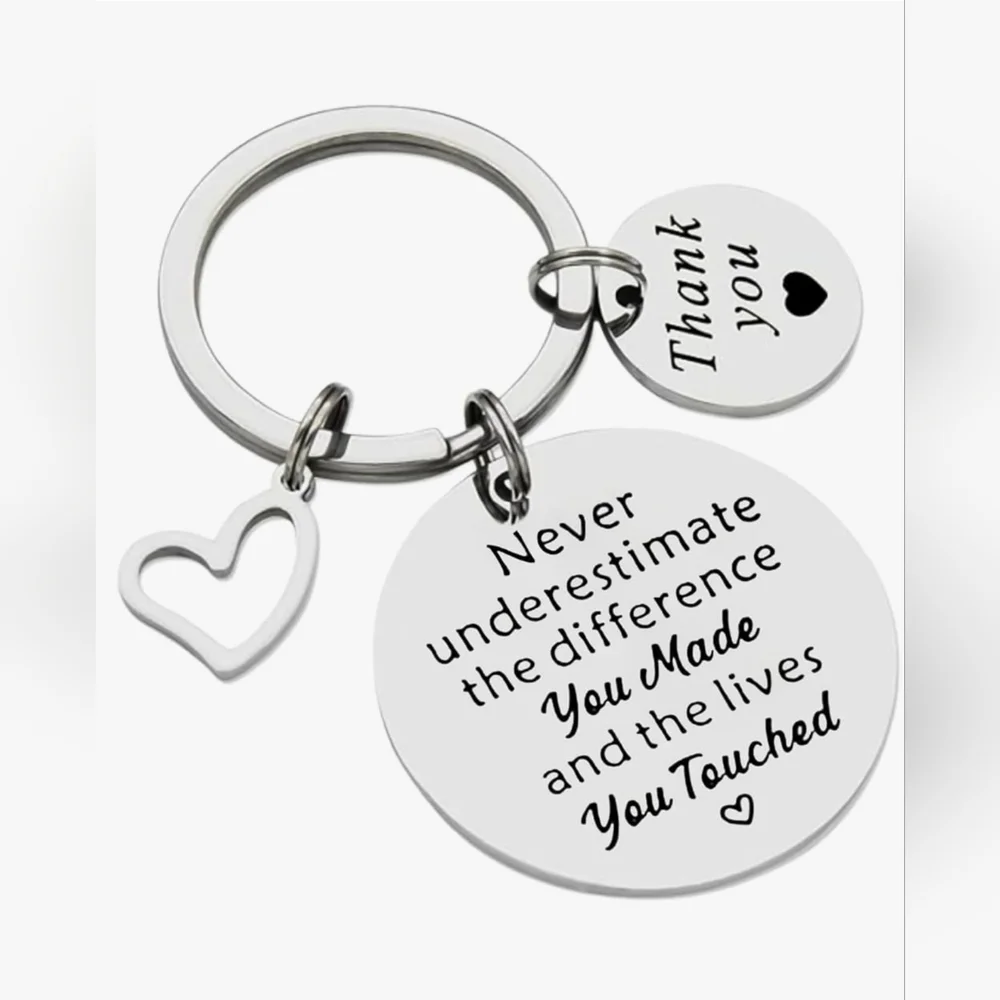 Silver Inspirational Keychain with Heart Charm New
